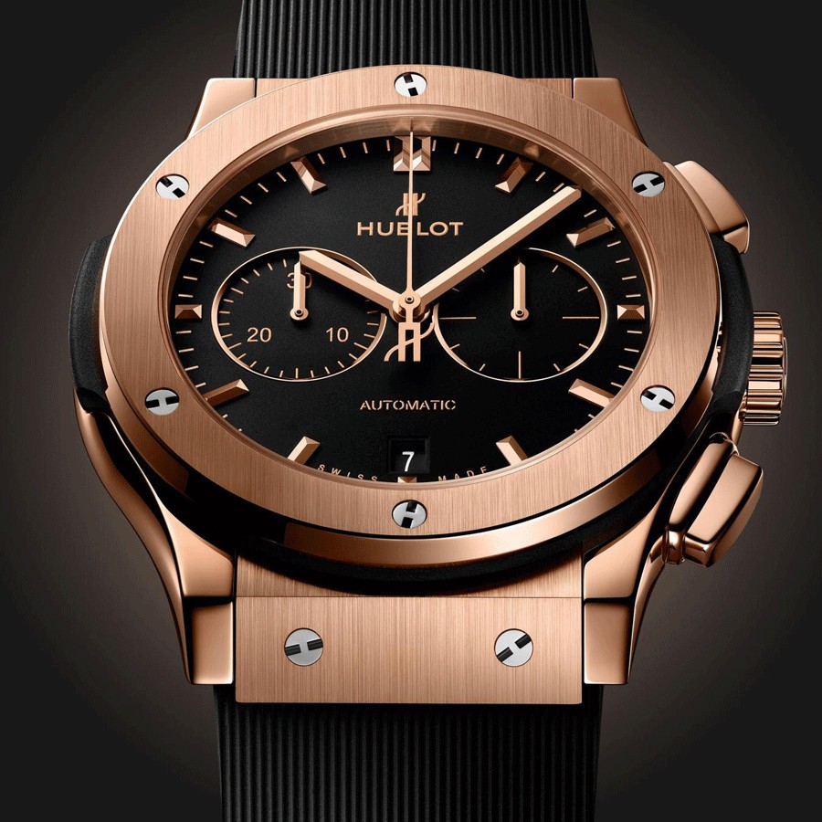 Montre Hublot Classic Fusion Chronograph King Gold automatique cadran noir 42 mm 541.OX.1181.RX