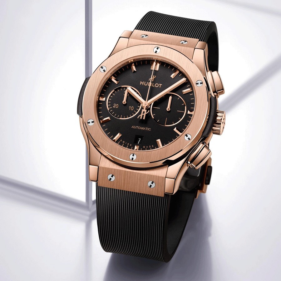 Montre Hublot Classic Fusion Chronograph King Gold automatique cadran noir 42 mm 541.OX.1181.RX