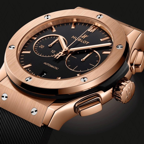Montre Hublot Classic Fusion Chronograph King Gold automatique cadran noir 42 mm 541.OX.1181.RX