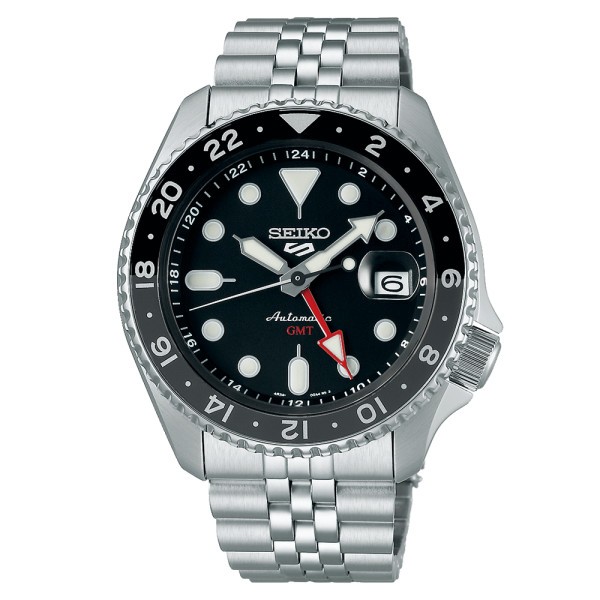 Seiko 5 SKX Sports GMT automatic black dial steel bracelet 42.5 mm