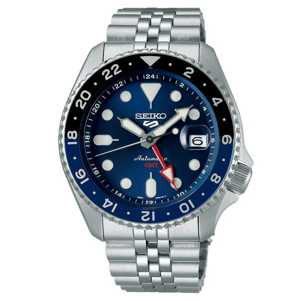Montre Seiko 5 SKX Sports GMT automatique cadran bleu bracelet acier 42,5 mm