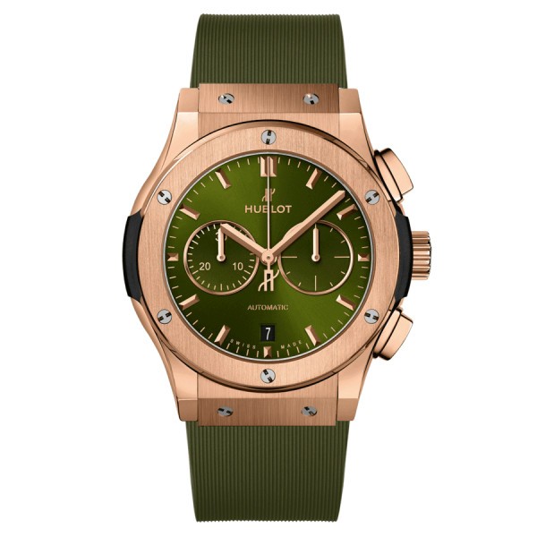 Montre Hublot Classic Fusion Chronograph King Gold Green automatique cadran vert 42 mm 541.OX.8980.RX