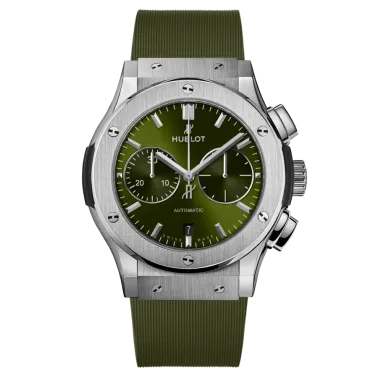 Montre Hublot Classic Fusion Chronograph Titanium Green automatique cadran vert 45 mm 521.NX.8970.RX