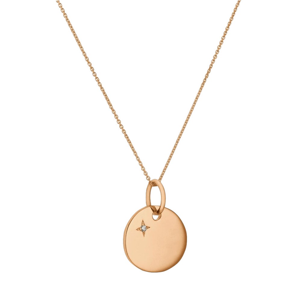 Médaille galet Arthus Bertrand Ma Petite Étoile en or rose et diamant