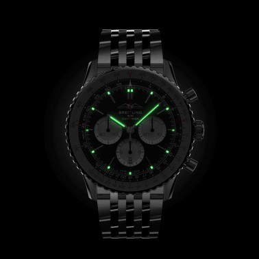 Montre Breitling Navitimer automatique B01 Chronographe cadran noir bracelet acier 46 mm AB0137211B1A1