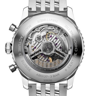 Montre Breitling Navitimer automatique B01 Chronographe cadran noir bracelet acier 46 mm AB0137211B1A1