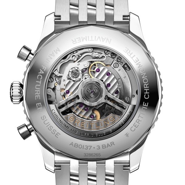 Montre Breitling Navitimer automatique B01 Chronographe cadran noir bracelet acier 46 mm AB0137211B1A1