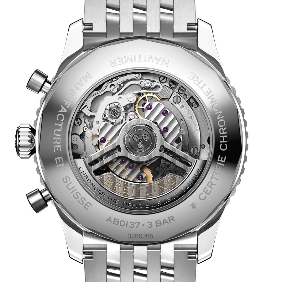 Montre Breitling Navitimer automatique B01 Chronographe cadran noir bracelet acier 46 mm AB0137211B1A1