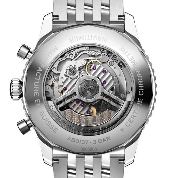 Montre Breitling Navitimer automatique B01 Chronographe cadran vert bracelet acier 46 mm AB0137241L1A1