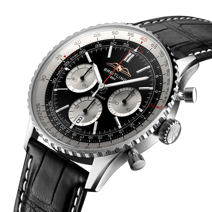 Montre Breitling Navitimer automatique B01 Chronographe cadran noir bracelet cuir noir 43 mm AB0138211B1P1 Montre Breitling Navitimer automatique B01 Chronographe cadran noir bracelet cuir noir 43 mm AB0138211B1P1