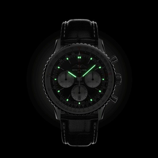 Montre Breitling Navitimer automatique B01 Chronographe cadran noir bracelet cuir noir 43 mm AB0138211B1P1 Montre Breitling Navitimer automatique B01 Chronographe cadran noir bracelet cuir noir 43 mm AB0138211B1P1