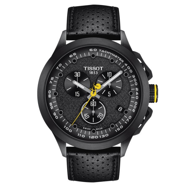 Montre Tissot T-Race Cycling Tour de France 2022 Special Edition quartz cadran noir bracelet cuir noir 45 mm T135.417.37.051.00