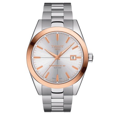 Montre Tissot T-Gold Gentleman Automatic cadran argent bracelet acier 40 mm T927.407.41.031.00