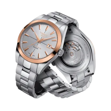 Montre Tissot T-Gold Gentleman Automatic cadran argent bracelet acier 40 mm T927.407.41.031.00