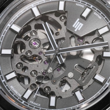 Montre Lip Général De Gaulle Squelette automatique cadran gris bracelet acier 39 mm