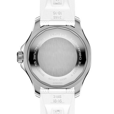 Montre Breitling Superocean automatique cadran blanc bracelet caoutchouc blanc 36 mm A17377211A1S1