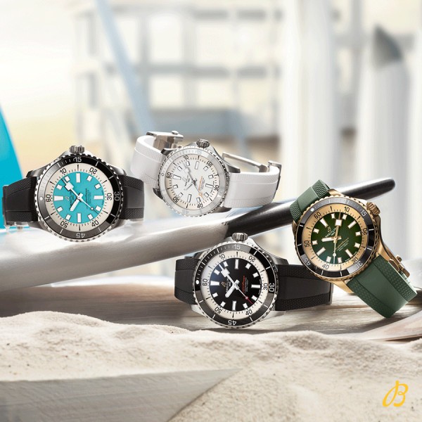 Montre Breitling Superocean Bronze automatique cadran vert bracelet caoutchouc vert 42 mm N17375201L1S1