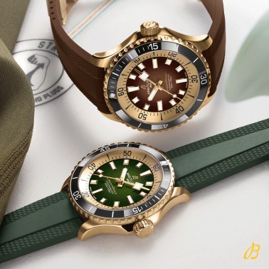 Montre Breitling Superocean Bronze automatique cadran vert bracelet caoutchouc vert 42 mm N17375201L1S1