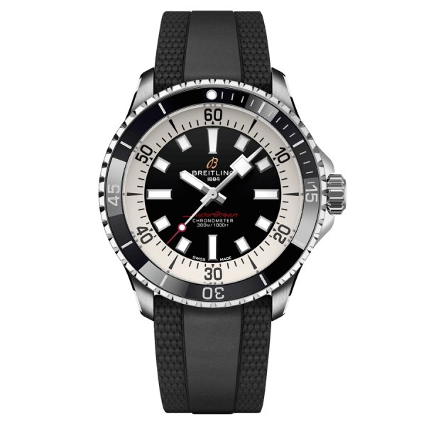 Montre Breitling Superocean automatique cadran noir bracelet caoutchouc noir 42 mm