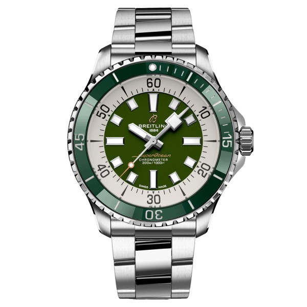 Montre Breitling Superocean automatique cadran vert bracelet acier 44 mm