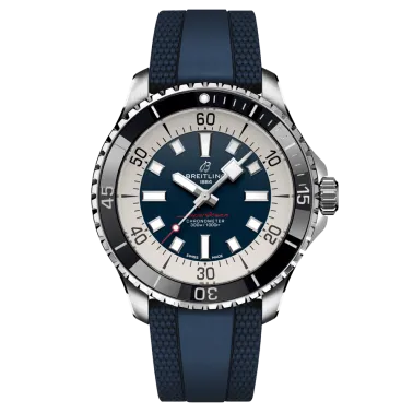Montre Breitling Superocean automatique cadran bleu bracelet caoutchouc bleu 44 mm
