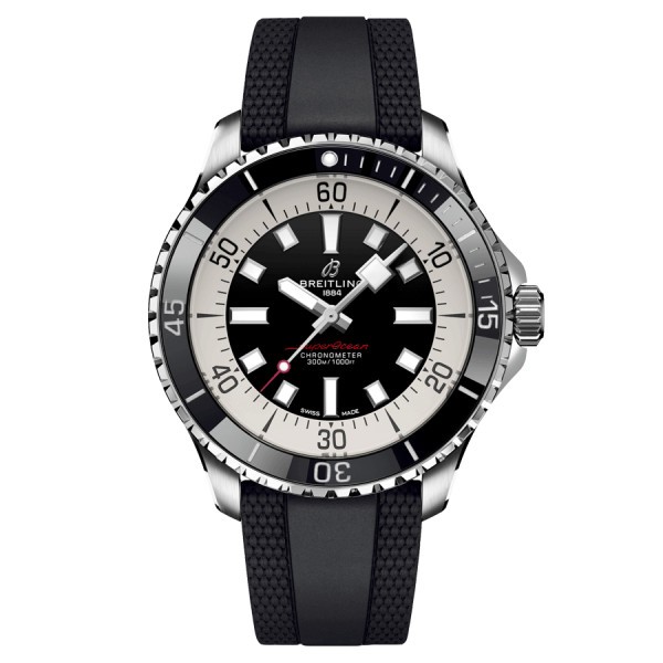 Montre Breitling Superocean automatique cadran noir bracelet caoutchouc noir 44 mm