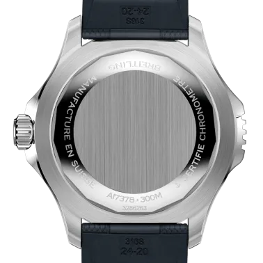 Breitling Superocean automatic watch blue dial blue rubber strap 46 mm A17378E71C1S1