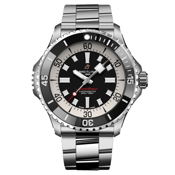 Breitling Superocean automatic watch black dial steel bracelet 46 mm A17378211B1A1