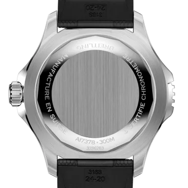 Breitling Superocean automatic watch black dial black rubber strap 46 mm A17378211B1S1