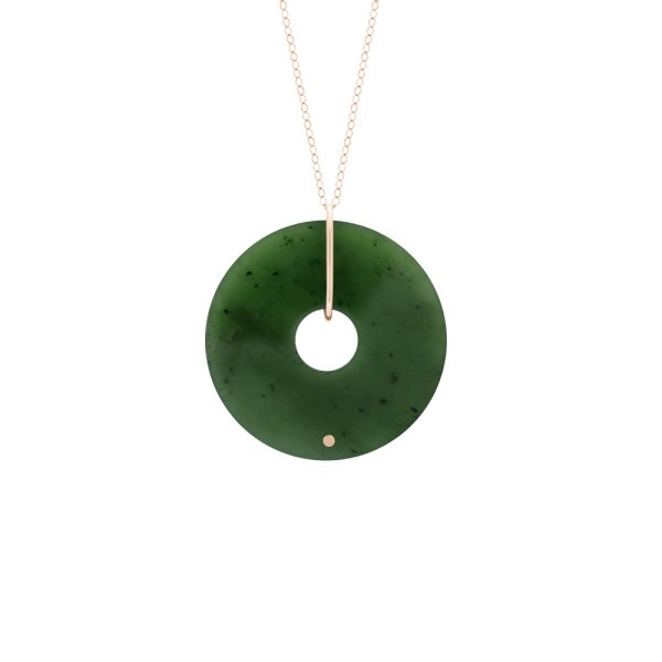 Ginette NY Jumbo Donut necklace in pink gold and jade