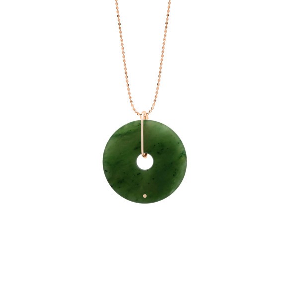 Collier Ginette NY Donut en or rose et jade DONJ2