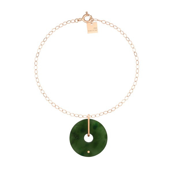 Ginette NY Donut bracelet in pink gold and jade