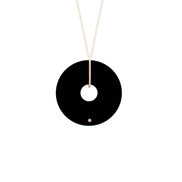 Ginette NY Jumbo Donut necklace in pink gold and onyx