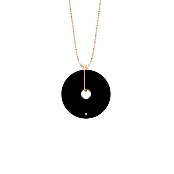 Collier Ginette NY Donut en or rose et onyx DONO2