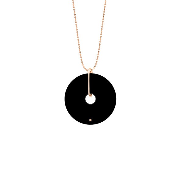 Ginette NY Donut necklace in pink gold and onyx