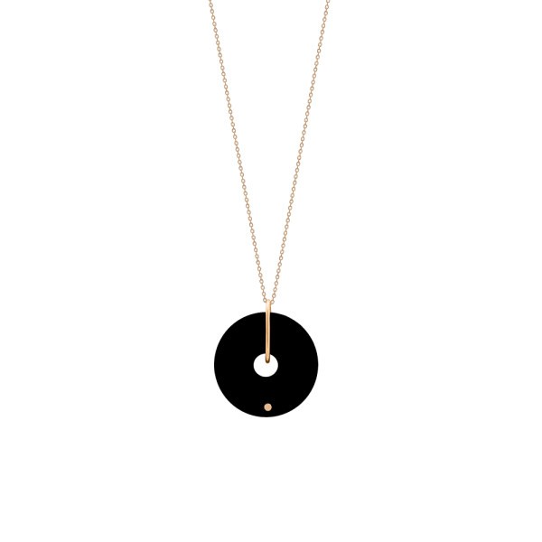 Collier Ginette NY Mini Donut en or rose et onyx DONO3