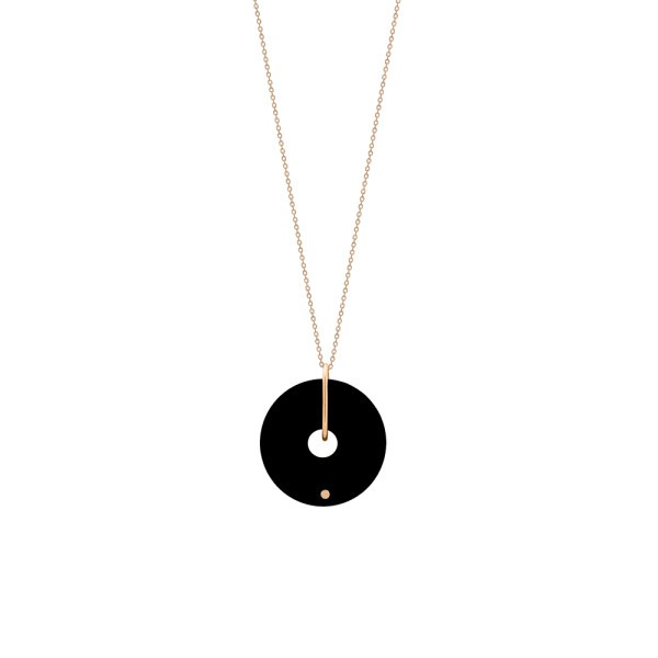 Ginette NY Donut Mini necklace in pink gold and onyx
