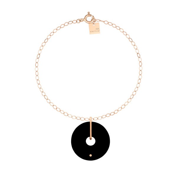 Ginette NY Donut bracelet in pink gold and onyx