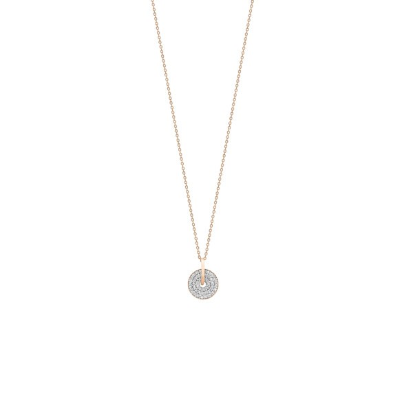 Ginette NY Donut Mini necklace in pink gold and diamonds