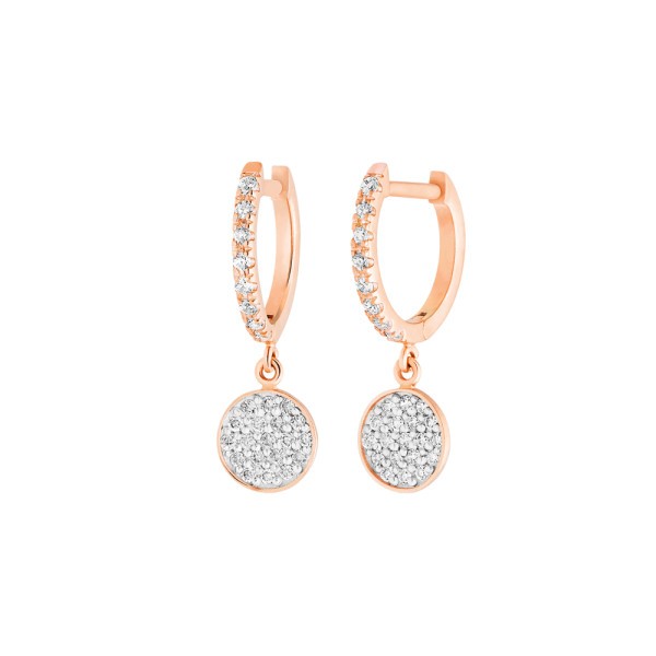 Ginette NY Donut Mini Ever hoops in pink gold and diamonds