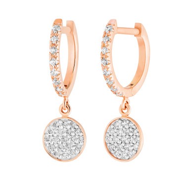 Ginette NY Donut Mini Ever hoops in pink gold and diamonds