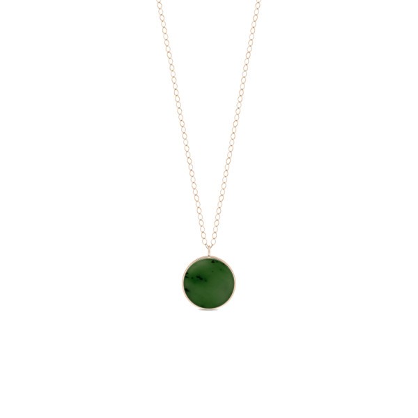 Collier Ginette NY Jumbo Ever Disc en or rose et jade