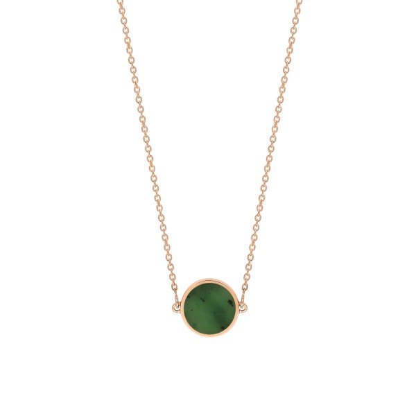 Collier Ginette NY Mini Ever Disc en or rose et jade