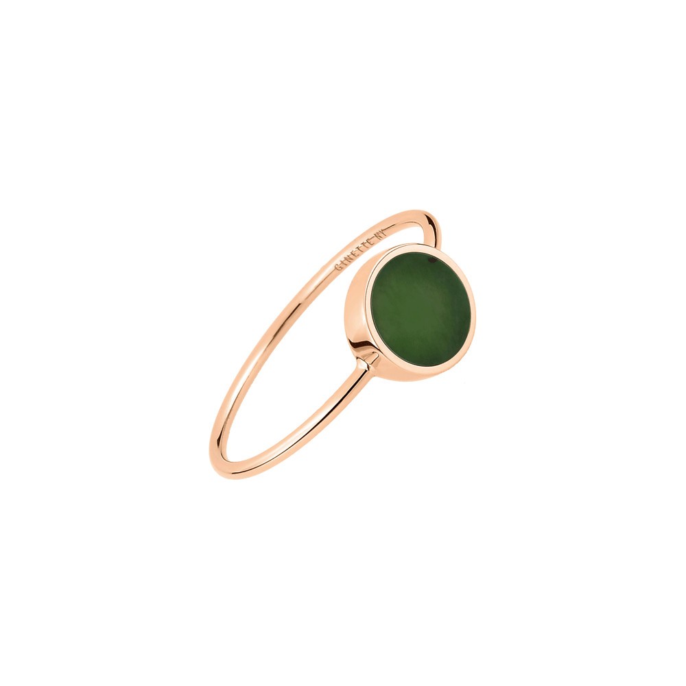 Bague Ginette NY Mini Ever en or rose et jade Lepage