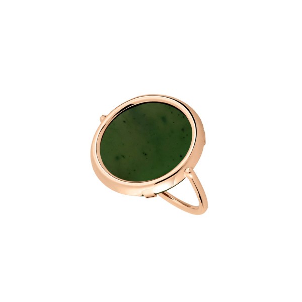 Bague Ginette NY Disc Ring en or rose et jade