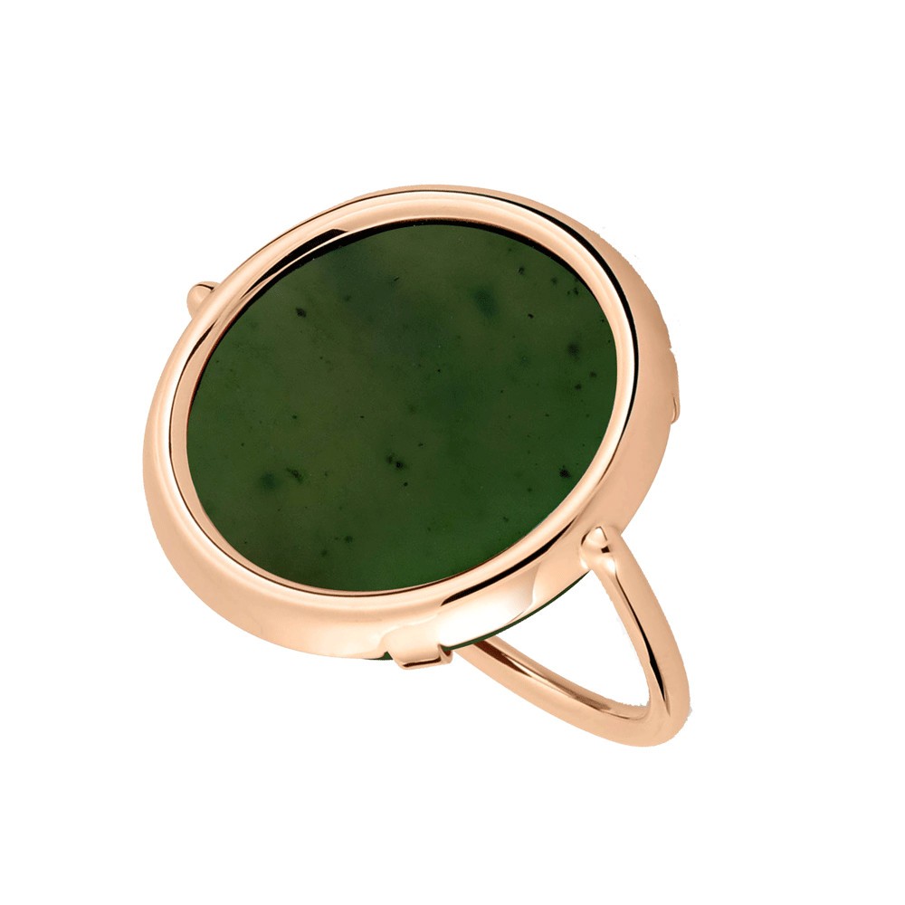 Bague Ginette NY Disc Ring en or rose et jade RDJ
