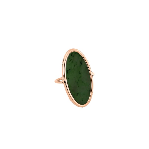 Bague Ginette NY Ellipse en or rose et jade RELJ2