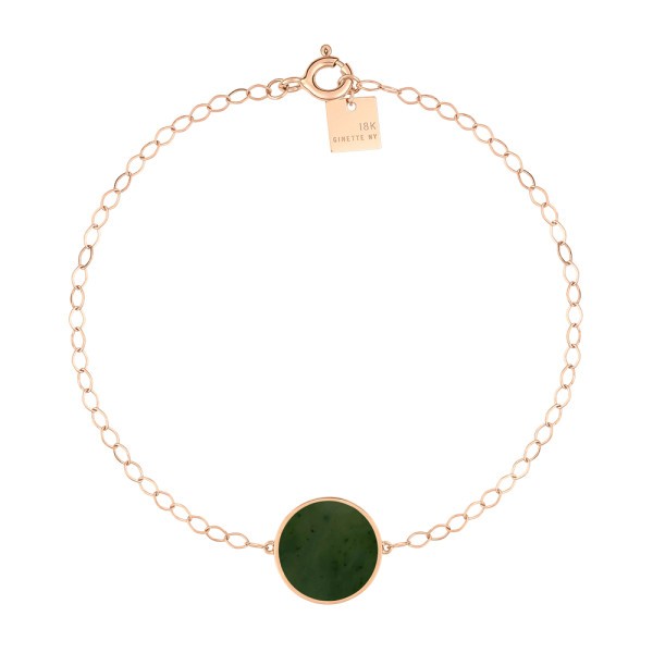 Bracelet Ginette NY Ever Disc en or rose et jade