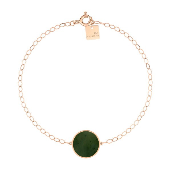 Bracelet Ginette NY Ever Disc en or rose et jade BEVEJ