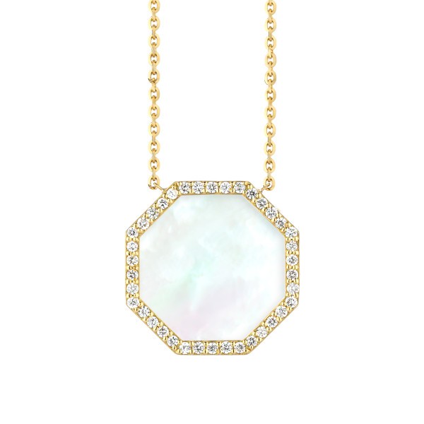 Collier Lepage Octo en or jaune, nacre blanche et diamants LEC17NB14DJ